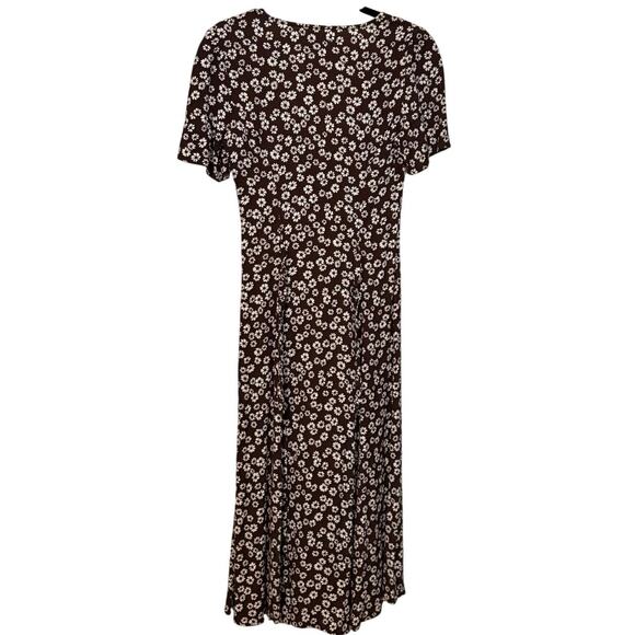 Reformation Brown White Floral Locklin Slit Midi Dress Size 2 - Picture 6 of 8